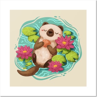 Peaceful otter Posters and Art